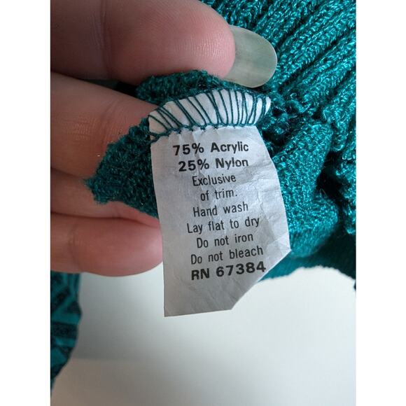 Vintage 80's Geometric Puff Sleeve Shoulder Padded Sweater - Picture 7 of 10